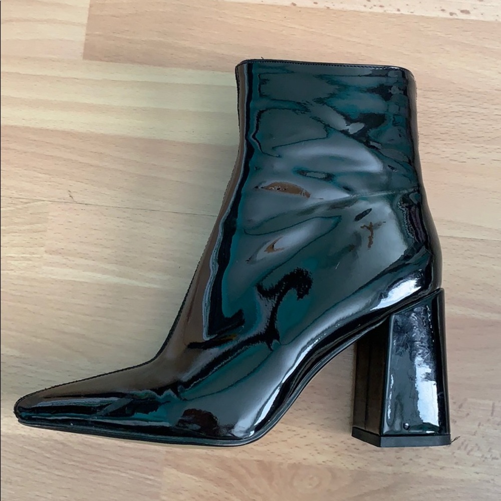 Black block heeled boots